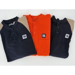 Bundle of 3 Bulwark Men Long Sleeve L Work Shirt TVA Logo Patch Tennessee Valley